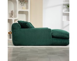 Chaise Longue 125x155x63 cm Corduroy Lounge Stoel – Luxe Ergonomische Relaxstoel met 3 Kussens, Modern Design, Zacht & Ademend – Emerald | Laura