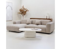 Chaise Longue Bank Dijon 3-zits Links Beige - Giga Meubel