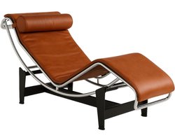 Chaise Longue - Fauteuil - Ligstoel - Ligbed - Stoel - Bruin Cognac - Leer - Verstelbaar - Design