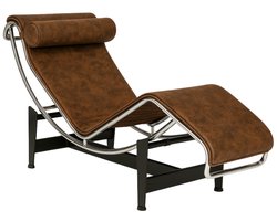 Chaise Longue - Fauteuil - Ligstoel - Ligbed - Stoel - Bruin Vintage - Leer - Verstelbaar - Design