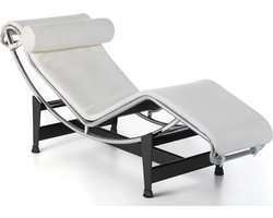 Chaise Longue - Fauteuil - Ligstoel - Ligbed - Stoel - Wit - Leer - Verstelbaar - Design