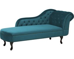 Chaise longue fluweel blauwgroen rechtszijdig NIMES