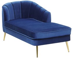 Chaise longue fluweel marineblauw linkszijdig ALLIER