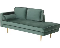 Chaise longue fluweel mintgroen linkszijdig MIRAMAS