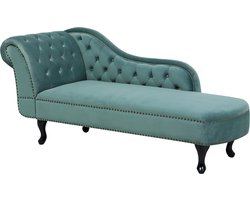 Chaise longue fluweel mintgroen linkszijdig NIMES