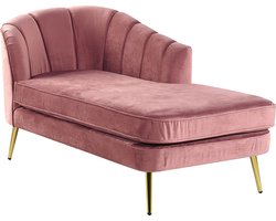 Chaise longue fluweel roze linkszijdig ALLIER