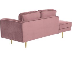 Chaise longue fluweel roze rechts gouden frame met nekrol moderne Miramas