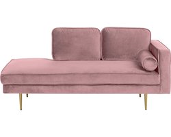 Chaise longue fluweel roze rechtszijdig MIRAMAS