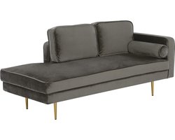 Chaise longue fluweel taupe rechtszijdig MIRAMAS