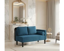 Chaise Longue Industrialhome Velvet Luxe Blauw – Elegante Recamière met Lendenkussen, Comfortabele Lounge Bank voor Woonkamer, Slaapkamer of Kantoor – Fluwelen Relaxstoel met Hoogwaardig Schuim & Moderne Stijl