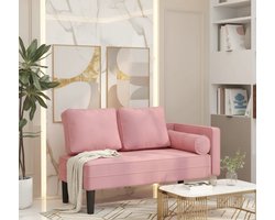 Chaise Longue Industrialhome Velvet Luxe – Roze Fluwelen Loungebank met Kussen – Comfortabele Recamière voor Woonkamer, Slaapkamer of Kantoor – Moderne Hoekbank met Chaise – 116,5x62x57,5 cm