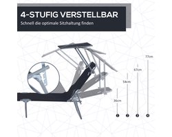 Chaise Longue Klapbaar Met Zonnescherm - Comfortabele Ligstoel Voor Tuin, Terras, Zwembad En Strand - Metaal - Zwart