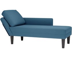 Chaise longue - Ligstoel bank - Ontspannen in huis - Met lendenkussen - 132 cm breed - Blauw