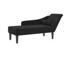 Chaise longue | Ligstoel | Zonligstoel met kussens fluweel zwart
