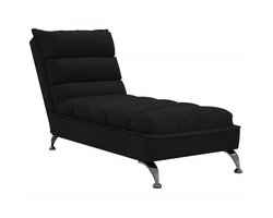 Chaise longue | Ligstoel | Zonligstoel met kussens stof zwart