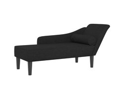Chaise longue | Ligstoel | Zonligstoel met kussens stof zwart