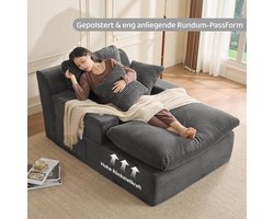 Chaise Longue Loungesofa 160x110x40 cm – Vouwbare Slaapbank met Armleuningen en Opbergvakken, Compacte Ruimtebesparende Cloud Sofa voor Woonkamer, Studio of Appartement – Pauwhome