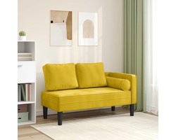 Chaise longue - Loungestoel ligstoel - Ontspannen thuis - Zacht fluweel met kussen - 116x62x57 cm - Geel