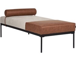 Chaise longue MALMOS Kunstlinnen Kunstleer Bruin