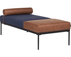 Chaise longue MALMOS Kunstlinnen Kunstleer Donkerblauw