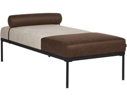 Chaise longue MALMOS Kunstlinnen Kunstleer Donkerbruin