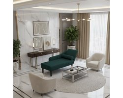 Chaise Longue met Kussens Stof Donkergroen – Moderne Loungebank Binnen Zonder Armleuningen – Comfortabele Divan & Kleine Loungeset voor Woonkamer – Ruimtebesparende Hoekbank – Novihome