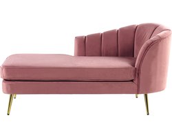 Chaise longue rechtszijdig fluweel roze ALLIER