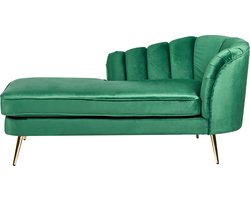 Chaise longue rechtszijdig fluweel smaragdgroen ALLIER
