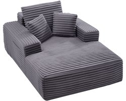 Chaise Longue / Slaapbank - Relaxbed 138 cm - Gestoffeerd - Met Armleuningen - Inclusief Sierkussens - Diepe Zitting - Hoogelastisch Schuim