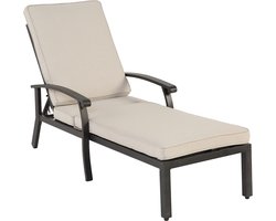 Chaise Longue Waterdicht - Verstelbaar Aluminium Ligstoel - Katoenen Kussen - Roestbestendig Terrasmeubilair - Zwembadstoel