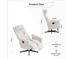 Chaise Lounge – Verstelbare Fauteuil – Relaxstoel – Draaibare Stoel – Chenille Bekleding – Metalen Draaivoet – Verstelbare Rugleuning