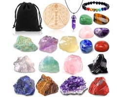 Chakra Stenen Set - Kristallen Edelstenen - Meditatie en Therapie - Natuurlijk en Echt - 21 Delen - Paars