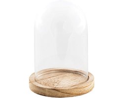 Chaks Decoratie stolp - glas - houten plateau - D14 x H21 cm