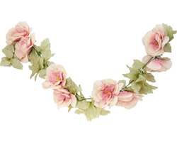Chaks Rozen bloemenslinger - kunstplant/bloem - oud roze - 220 cm