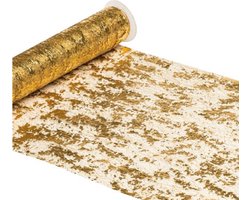 Chaks Tafelloper op rol - goud - 29 x 500 cm - polyester - feestelijk tafel dekken - dinertafel