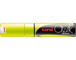 Chalk Marker - Krijtstift - Neon Geel - Krijtbord, Ramen, Glas, Porselein, Plastic, Spiegels, Papier - Lijndikte: 8mm - Uni Chalk - 1 stuk