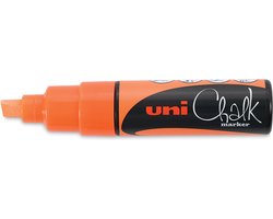Chalk Marker - Krijtstift - Neon Oranje - Krijtbord, Ramen, Glas, Porselein, Plastic, Spiegels, Papier - Lijndikte: 8mm - Uni Chalk - 1 stuk