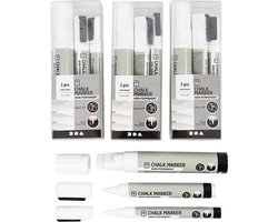 Chalk Markers - Krijtstiften - Wit - Krijtbord, Ramen, Glas, Porselein, Plastic, Spiegels, Papier - Lijndikte: 3+6+15mm - Uni Chalk - 12 stuks - Incl. Gift