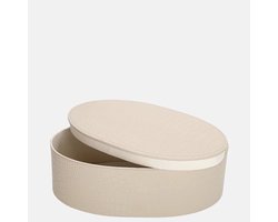 Chamada Fleur leren opbergbox ovaal croco large beige
