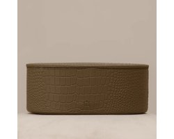 Chamada Fleur leren opbergbox ovaal croco large taupe