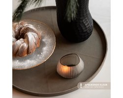 Chamada leren dienblad rond effen XL black