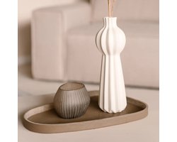 Chamada Lotte leren dienblad organisch effen M taupe