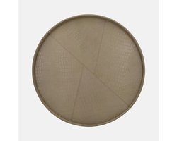 Chamada Merel leren dienblad rond croco L taupe