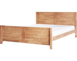 CHAMPAGNAT - Tweepersoonsbed - Lichtbruin - 180 x 200 cm - Rubberhout