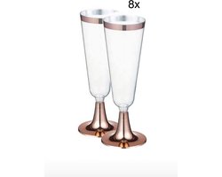 Champagne Glazen Metallic Rosé Goud - 8 stuks - champagneglazen - wijnglazen -