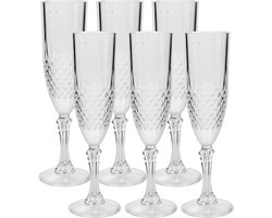 Champagneglazen - 18x stuks - 200 ml - kunststof - onbreekbare champagne glazen