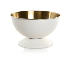 Champagnekoeler AURELIA RVS – Mat Witte Wijnkoeler met Goudkleurige Binnenkant – Ø40 cm x H23 cm