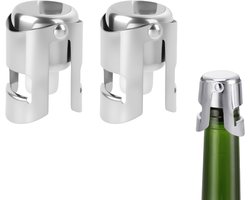 Champagnekurken - set van 2 - roestvrij staal - kurken voor wijnflessen - houden de wijn vers - geschikt voor champagne, cava, prosecco en mousserende wijn