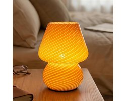 Champignonlamp op batterijen, vintage kleine tafellampen met timer, draadloze bedlamp op batterijen voor boekenplank/slaapkamer/keuken/woonkamer/plank/entree, decoratie, esthetisch, oranje