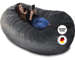 Charlie & Finn DE GROOTSTE ZITBAG IN EUROPA! - Premium XXL zitzak - reuze zitzak met traagschuimvulling - 1500 l - Platin Grijs